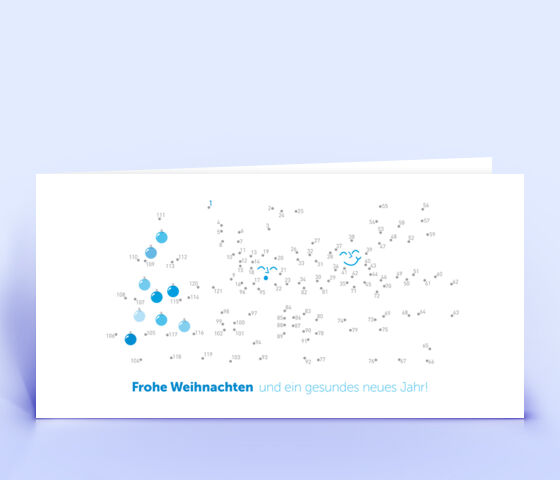 Kreative Weihnachtskarte blau mit Bilderrätsel "Punkte verbinden" 978