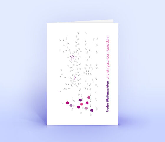 Öko Weihnachtskarten Nr. 979 violett mit einem kreativen Weihnachtsrätsel zeigen ein originelles Design.