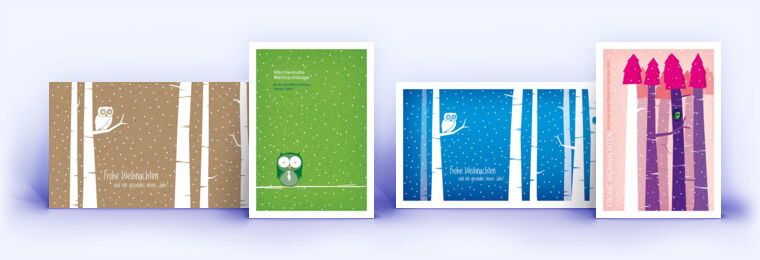 Weihnachtskarten mit Eule und die geschäftliche Weihnachtskarte mit Eule im Design