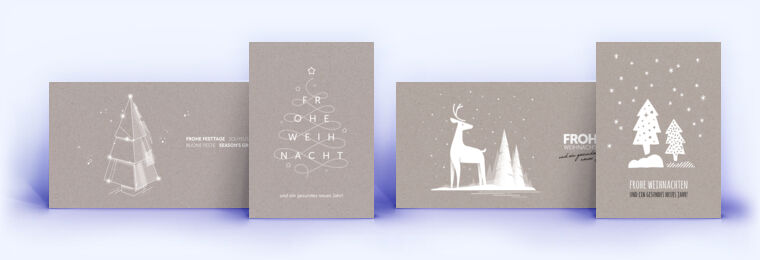 Weihnachtskarte grau und geschäftliche Weihnachtskarten auf grauem Karton