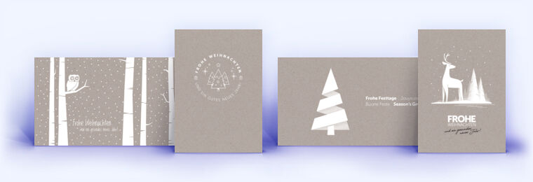 Weihnachtskarten grau und die geschäftliche Weihnachtskarte in grau