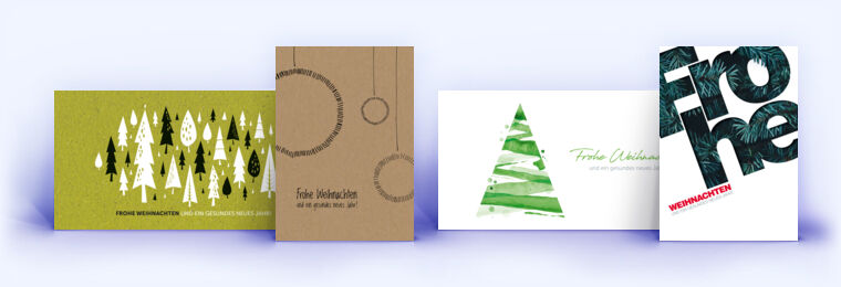 Vier Weihnachtskarten aus der Kollektion "Natur Pur"